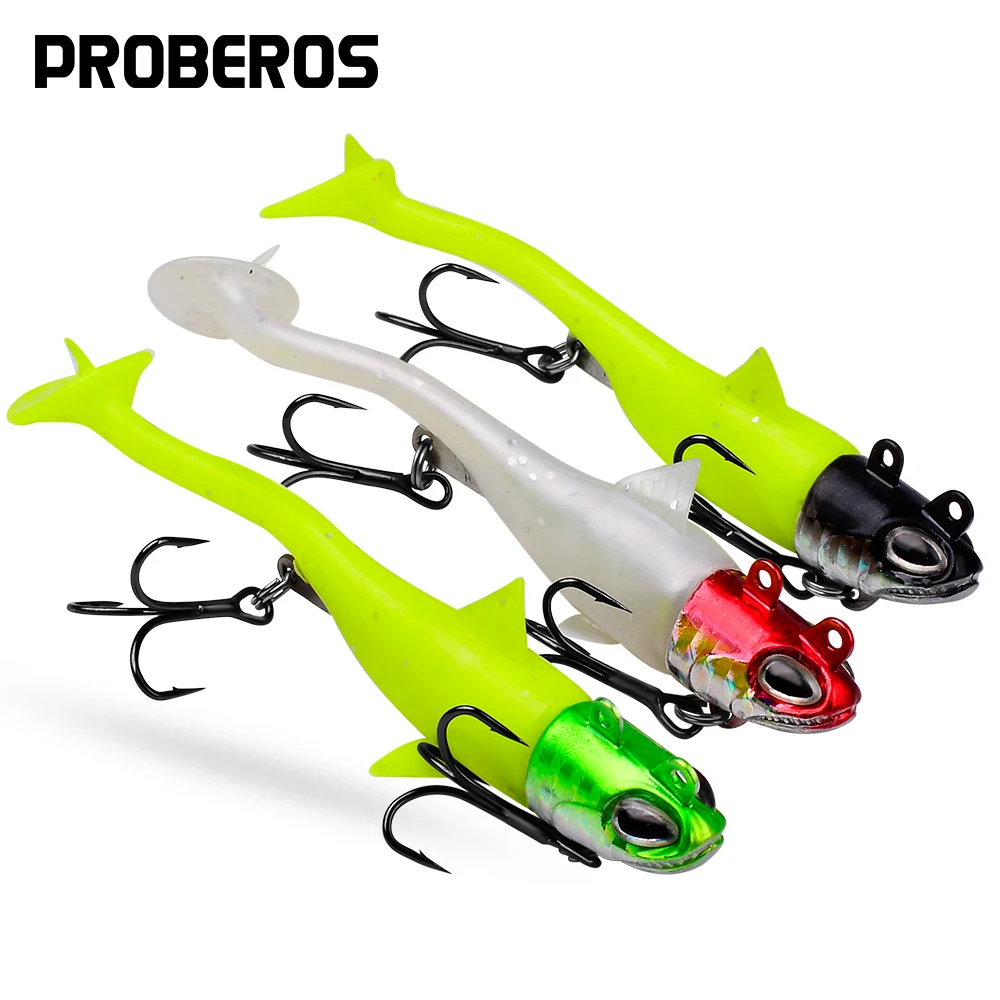 PROBEROS 5PCS Swing Shad Soft Lures 13.5g-56g Jig Head Rubber Baits Trolling Swimbaits Vivid Fishing lurre Sea Bass Fishing Isca