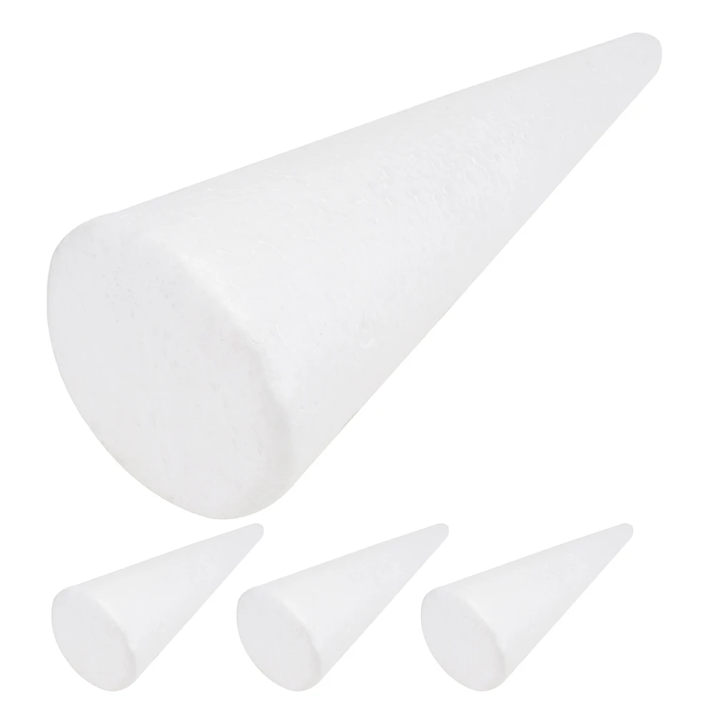 

4pcs 2 White Foam Cones DIY Crafting Household Blank Model Lightweight Kids Arts Christmas Centerpiece Craft Projects