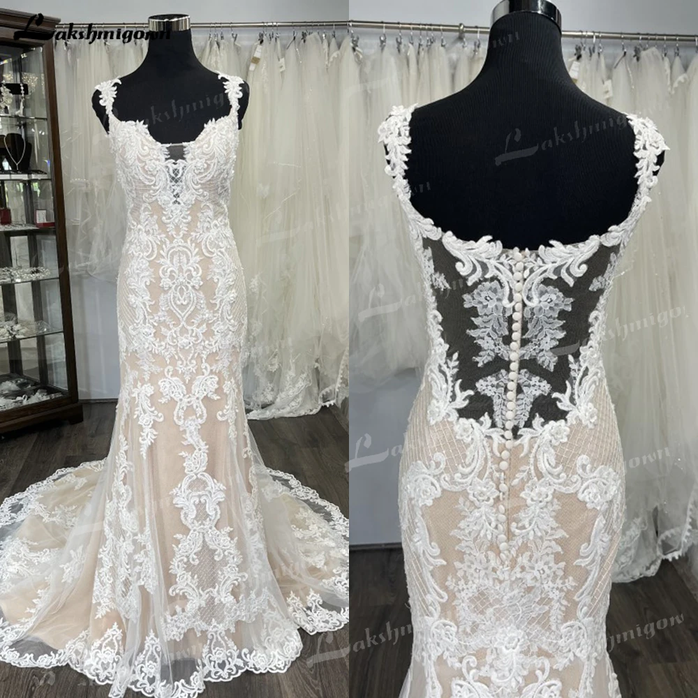 Chique bainha vestido de casamento lgory sobre vestidos de casamento nude uma linha até o chão ilusão renda sheer volta feito sob encomenda