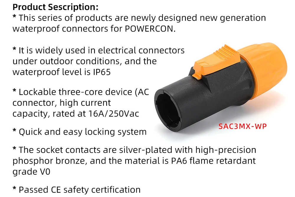 NAC3FX 16A PowerCON Aviation Steckdose Power Eingang Ausgang Adapter IP65 Für Industrielle Steuerung LED Bildschirm Licht Audio Signal ﻿ – Detail 7