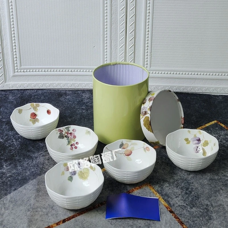

Stylish Premium Bone China Bowl Five Piece Set Exquisite Gift Box for Home Kitchen Daily Use Wedding Birthday Holiday Gift