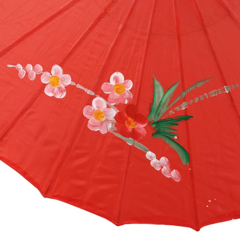 Parasol en bambou rouge avec motif de fleurs de prunier, 31.5 pouces de diamètre, 2X