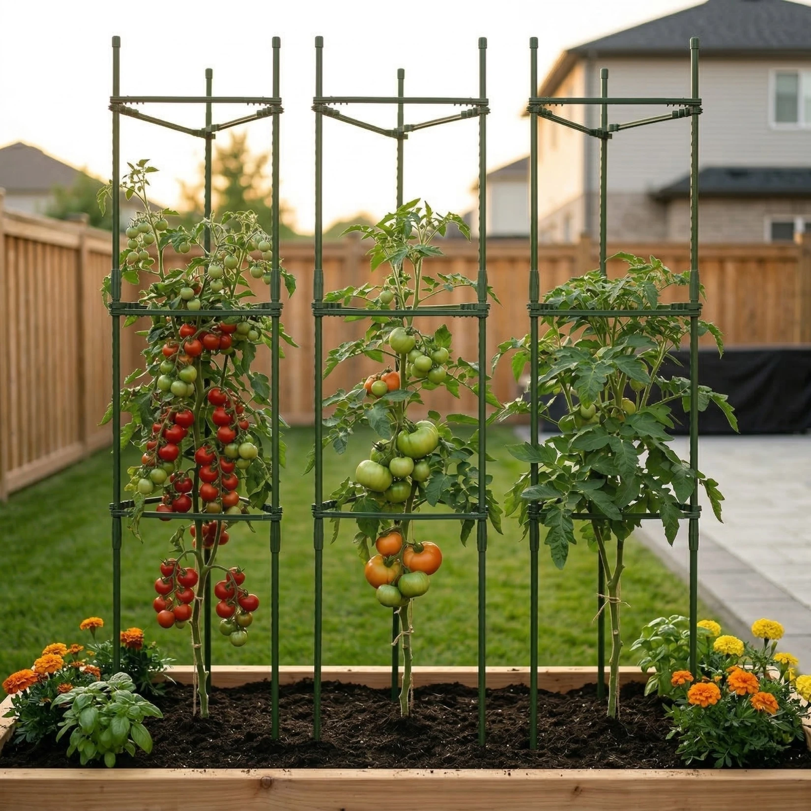 Tomato Cages For Garden, 48 Inch Adjustable Plant Support Stakes, DIY Trellis For Climbing Plants, Vegetables, Flowers, Vertical