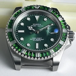 40mm polished brushed ST1612 Automatic Men's Watch Green Single Turn Bezel Case Sapphire Glass Date waterproof mechanical watch