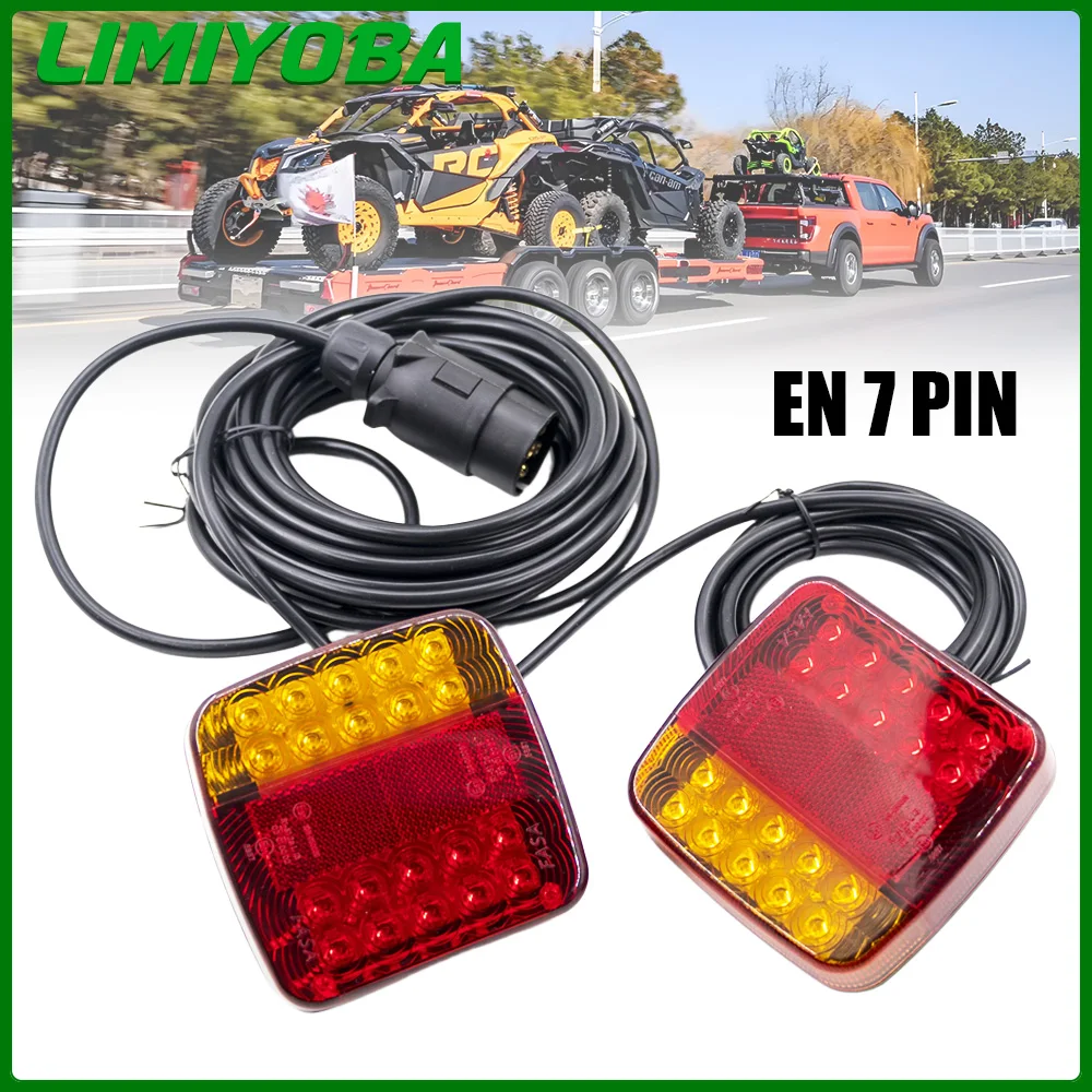 

1 комплект, 12 В, EN 7-контактный задний фонарь для буксировки прицепа, кабель 10 м, универсальный тормозной стоп, водонепроницаемый номерной знак, указатель поворота, лампа
