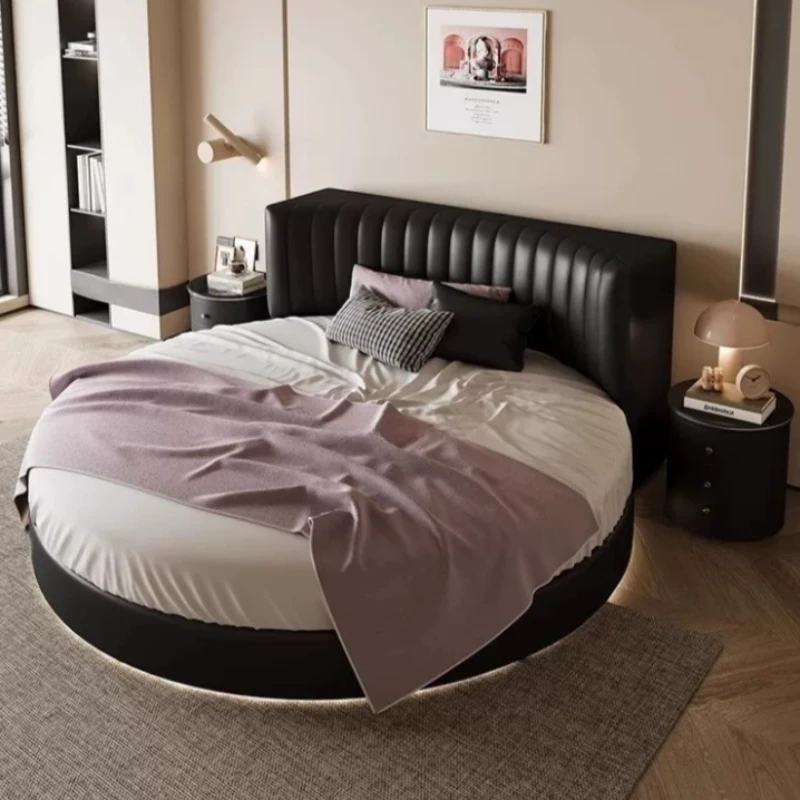 Cloud Leather Beds Unique French Modern Pallet Partition Beds Round Simple Sofa Muebles Para Dormitorio Furniture Bedroom Set