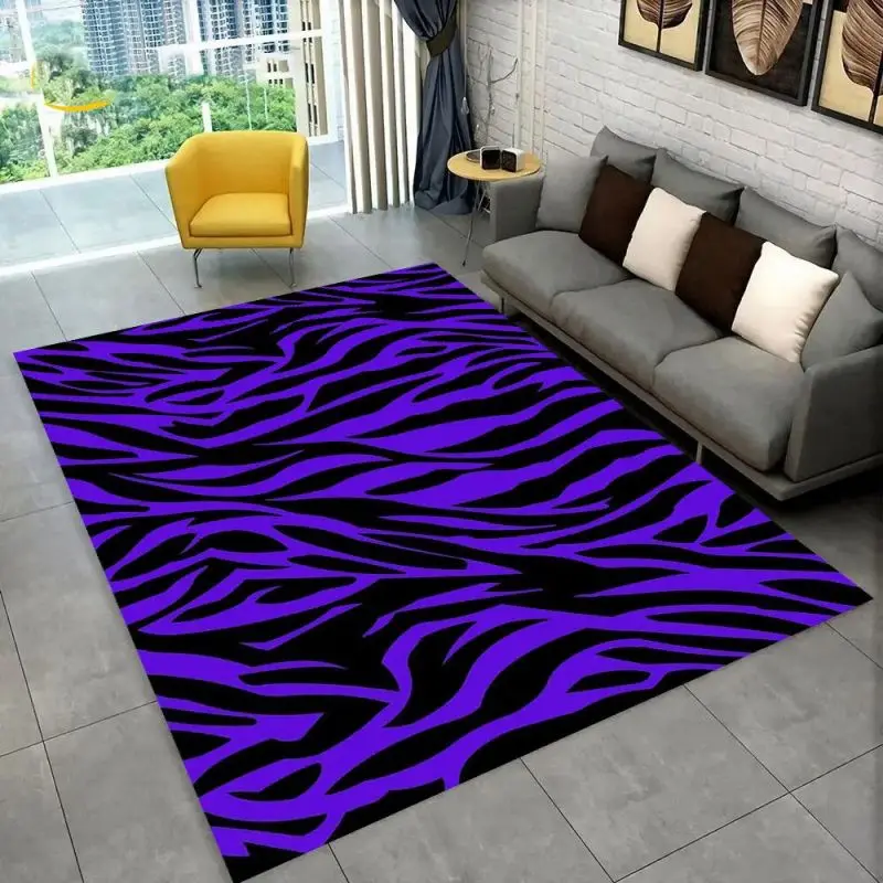 3D Colorful Zebra Pattern Carpet Living Room Bedroom Decor Big Size Non Slip Outdoor Camping Area Rug Soft Floor Rectangular Mat