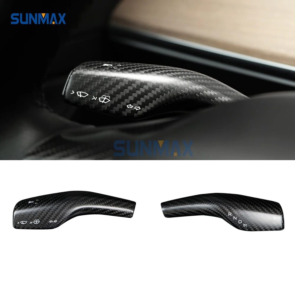 

Sunmax Matte Carbon Fiber Interior Steering Wheel Paddle Shifter Stalk Cover Trim For Tesla Model 3 Model Y 2020 2021 2022