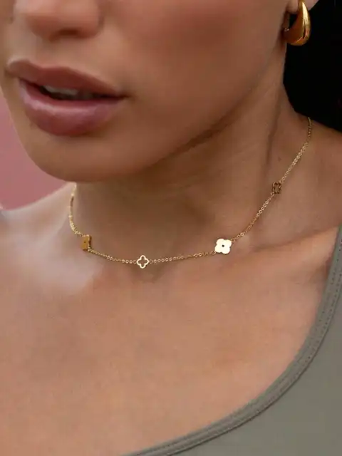 1 Pair Fashion Heart-Shaped Pig Nose Clasp Minimalist Versatile Stackable Stainless Steel Necklace Bracelet Chain For Women