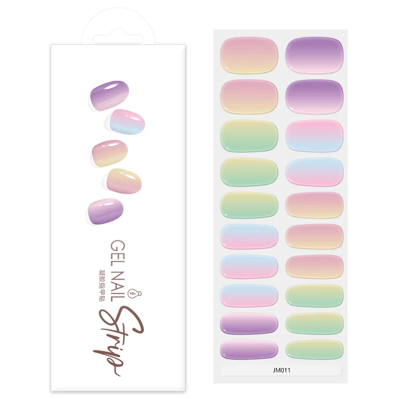 

20 полосок полуотвержденного геля для ногтей DIY, самоклеящиеся наклейки, гелевые полоски для маникюра, декоративные наклейки для ногтей, требуют сушки под УФ-лампой