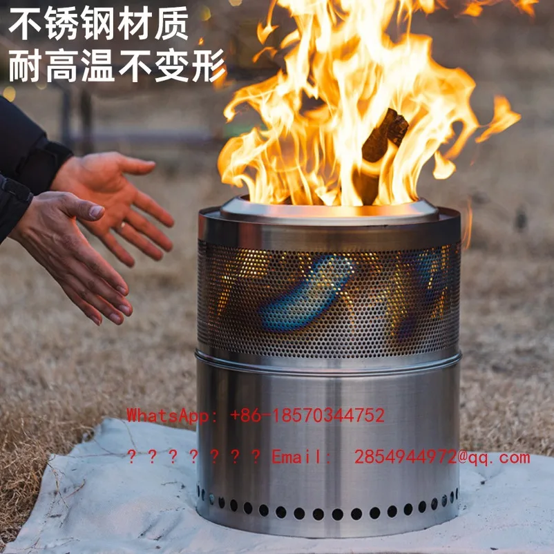 Outdoor Wood Stove Secondary Burning Stove Campground Campfire Stove Stainless Steel