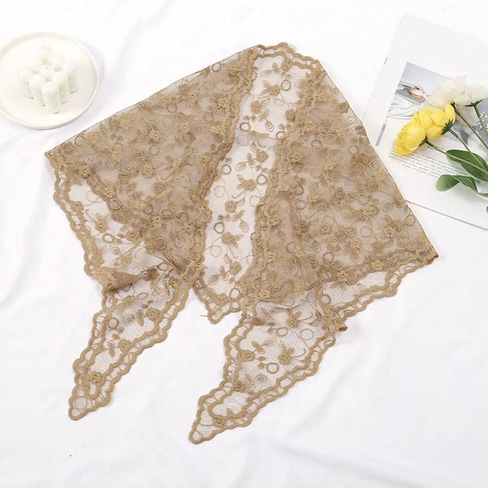

Fashion Lace Flower Hair Scarf Headband Thin Vintage Sweet Headscarf Shawl Cute Bohemian Triangle Head Scarf Pastoral