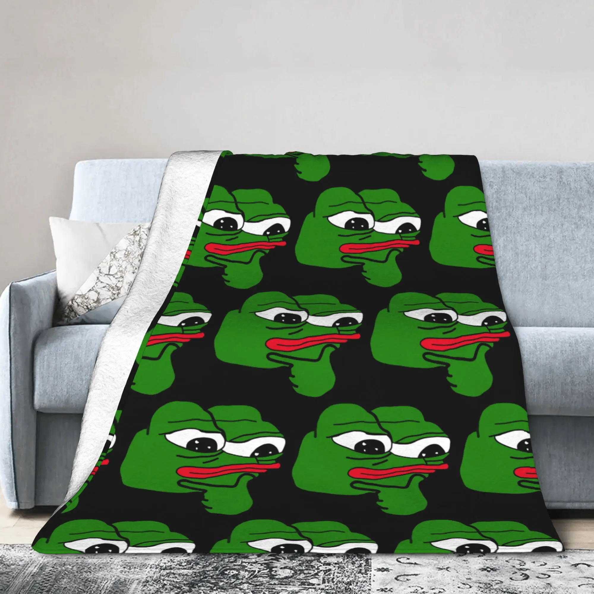 Rare Pepes Thinking Blankets Fleece Printed  Portable Warm Throw Blanket for Bed Travel Quilt