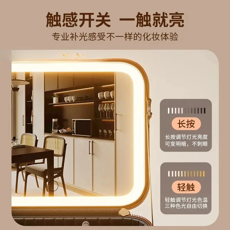 Women LED Lighted Makeup Case with Mirror Large Capacity Portable Travel Cosmetic Bag Detachable Organizer Storage Box