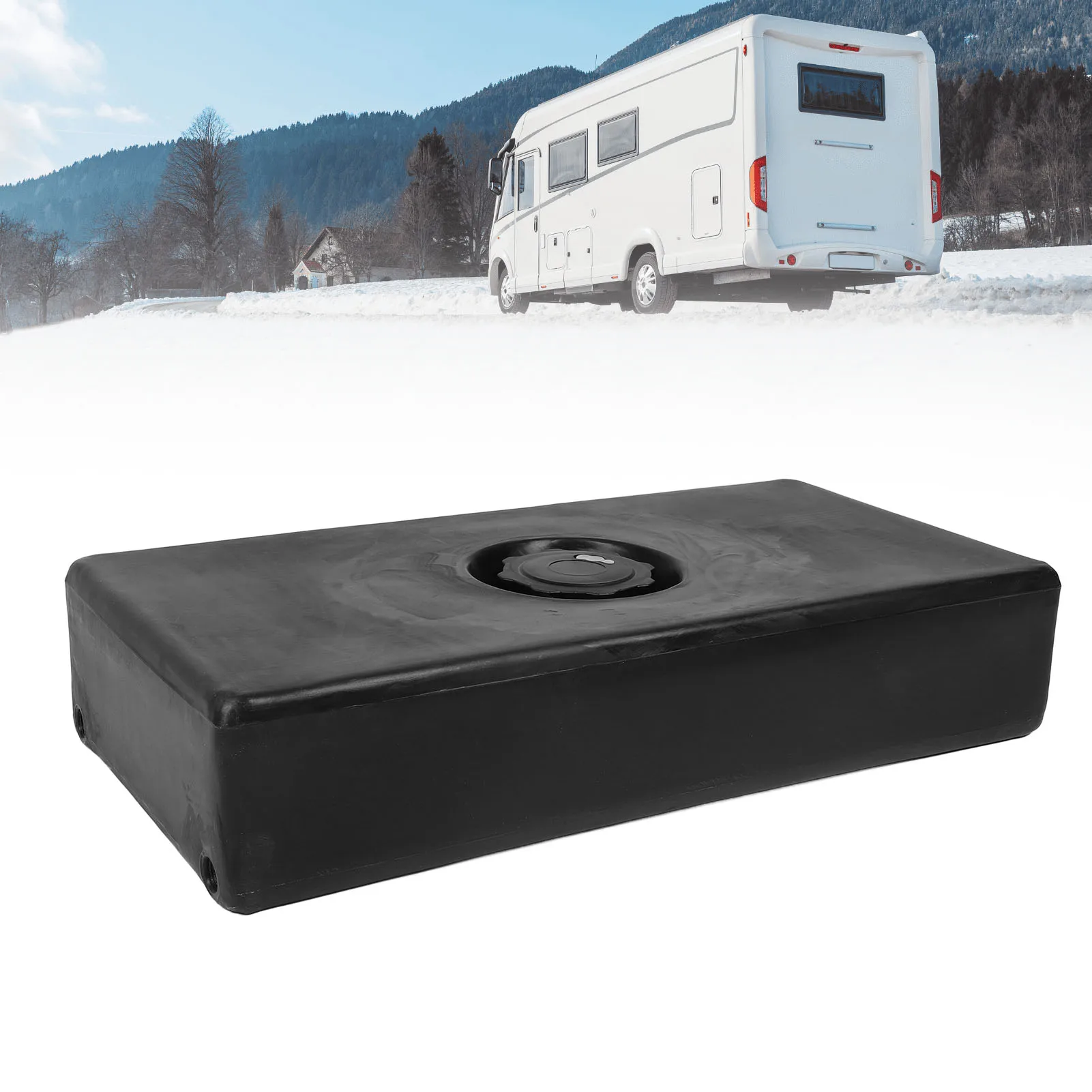 Portable Water Container Black RV Fresh Water Holding  Leakproof 26 X 13.4 X 5.5in 85mm Inlet for Trailers for Boats