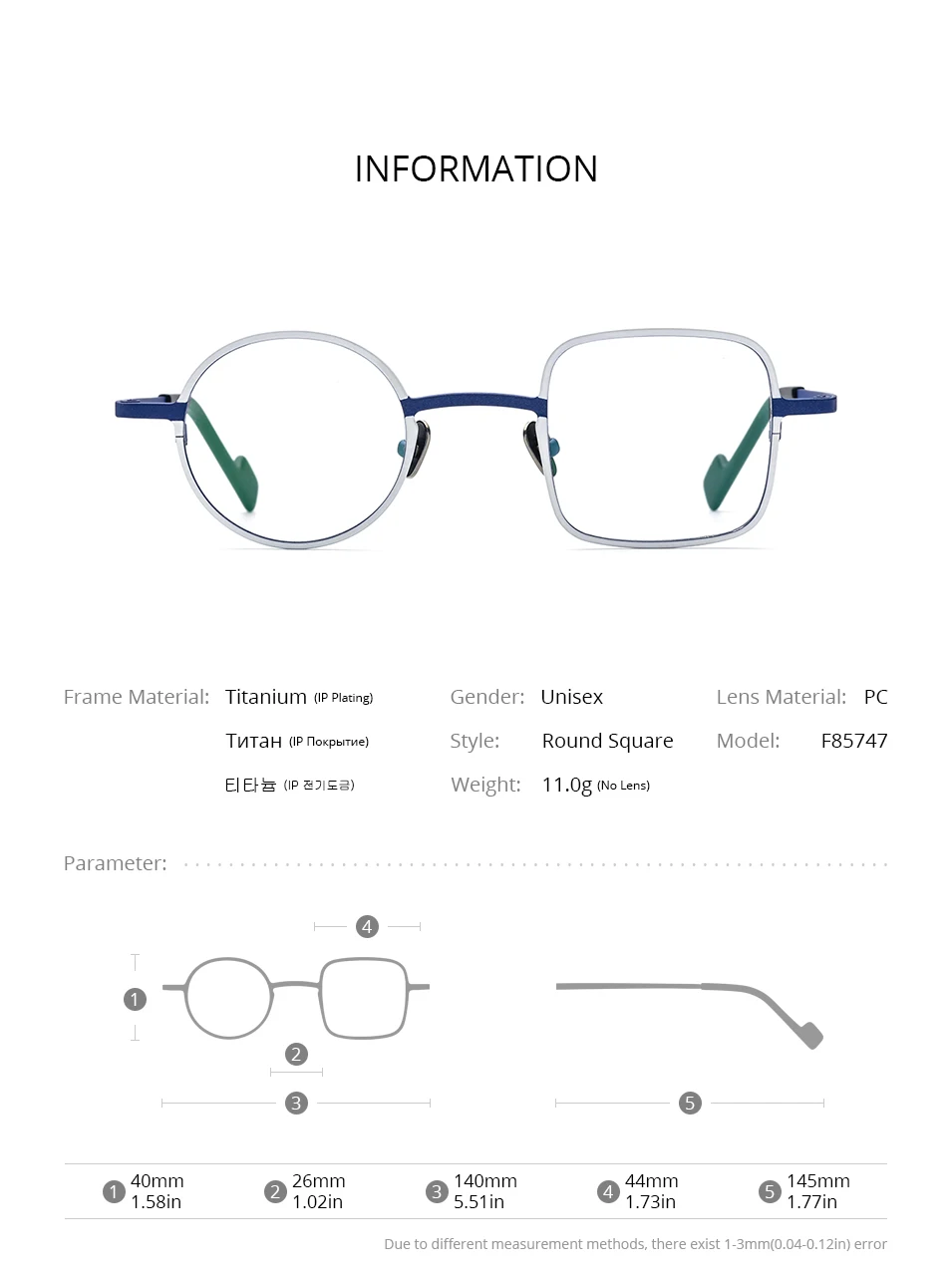 FONEX Reines Titan Brille Rahmen Frauen 2025, Neue Mode Marke Design Unregelmäßige Brillen Männer Ultraleicht Japanische Brillen 85801 – Detail 15