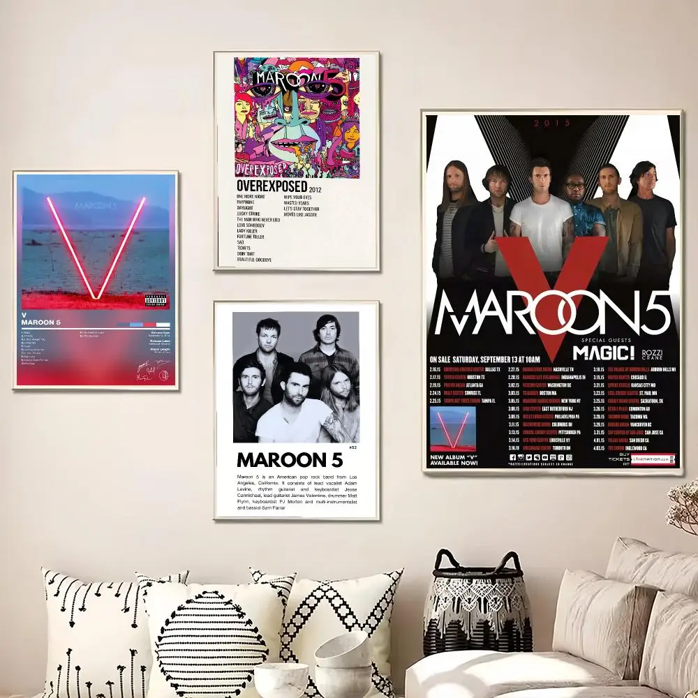 Pop Rock Band M-Maroon 5 Painting Calligraphy Canvas Poster Wall Art for Living Room Bedroom Cafe Decor Gift