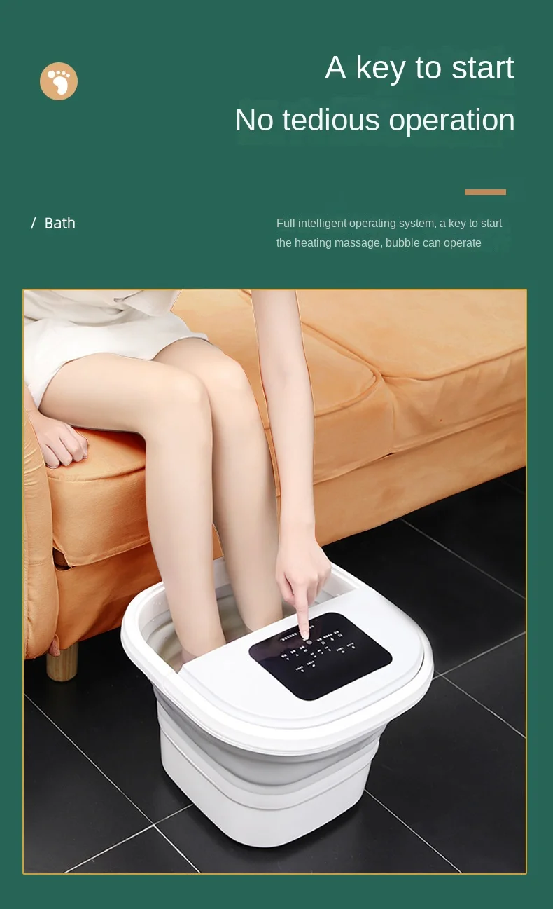 Portable Household Electric Automatic Intelligent Remote Control Foot Massager Bathtub With Heating Warming Foldable Foot Bucket