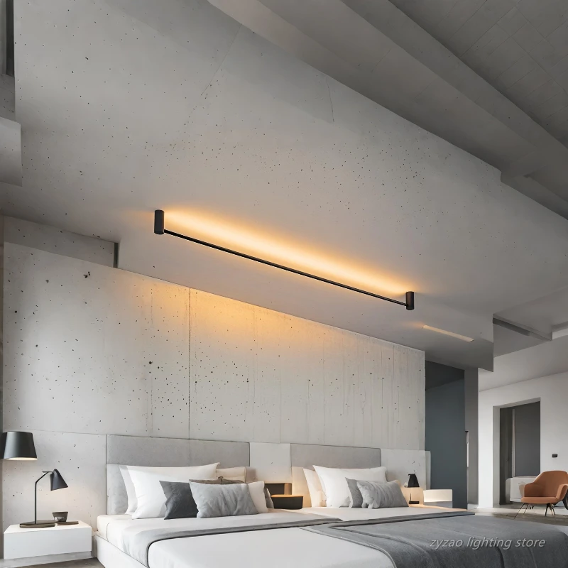 Modern Led Ceiling Lamp Extremely Simple Skyline Led Strip Light Living Room No Main Light Lighting Background Wall Linear Light