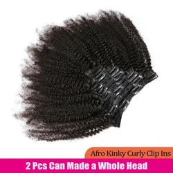 Clips de pelo rizado en extensiones de cabello humano brasileño, Afro Kinky Curly Clip en extensiones de cabello, cabello Remy de Color Natural, 8 piezas y 120g por juego