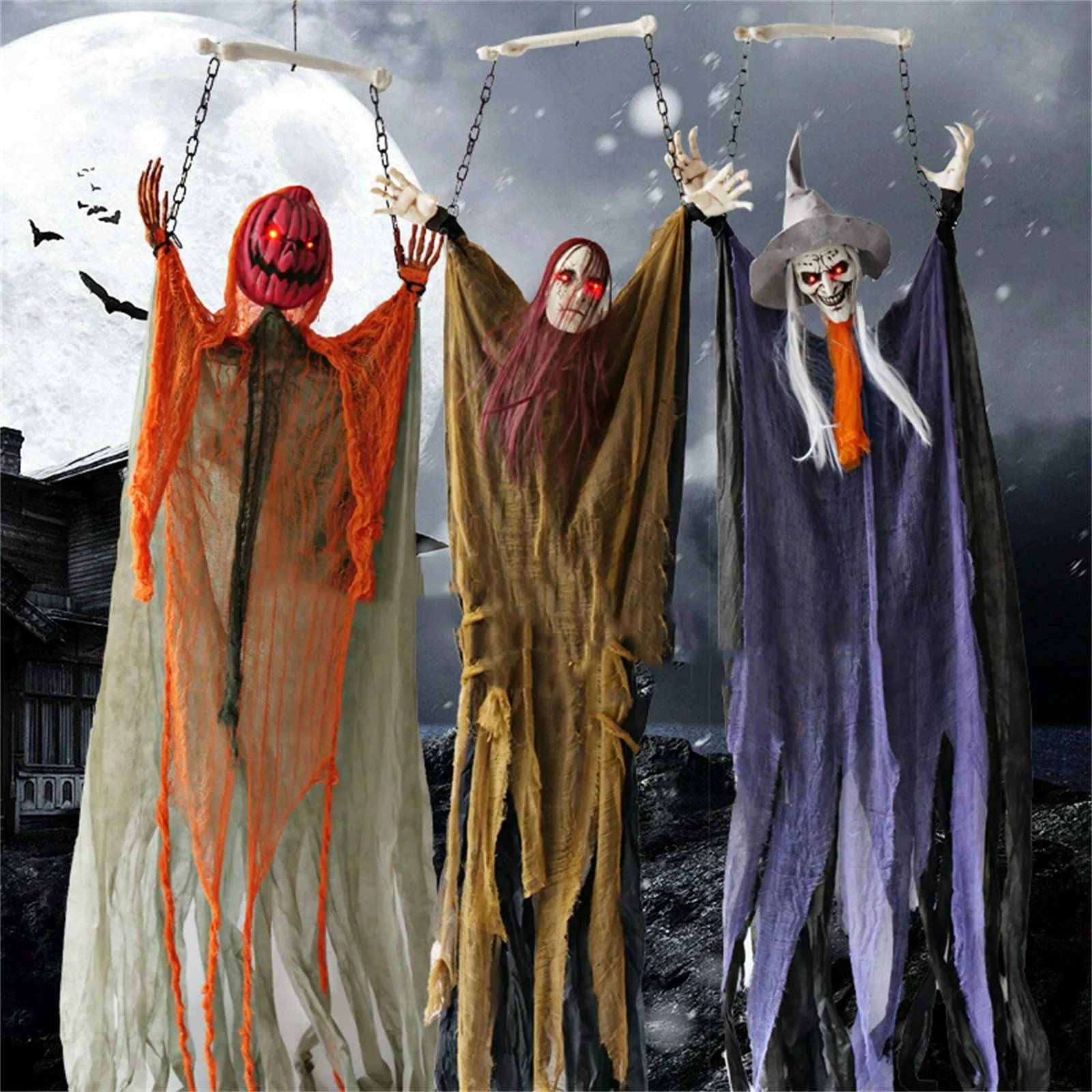 لجميع القديسين توهج كبير الساحرة الديكور الدعائم عطلة حفلة منزل مسكون جو لوازم قلادة باب المنزل