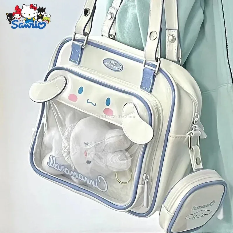 Kawaii Sanrio Kuromi Cinnamoroll Ita Çanta Kadınlar için PU Şeffaf Cep Itabag Japon Harajuku Y2K Tiki Çanta omuz çantaları