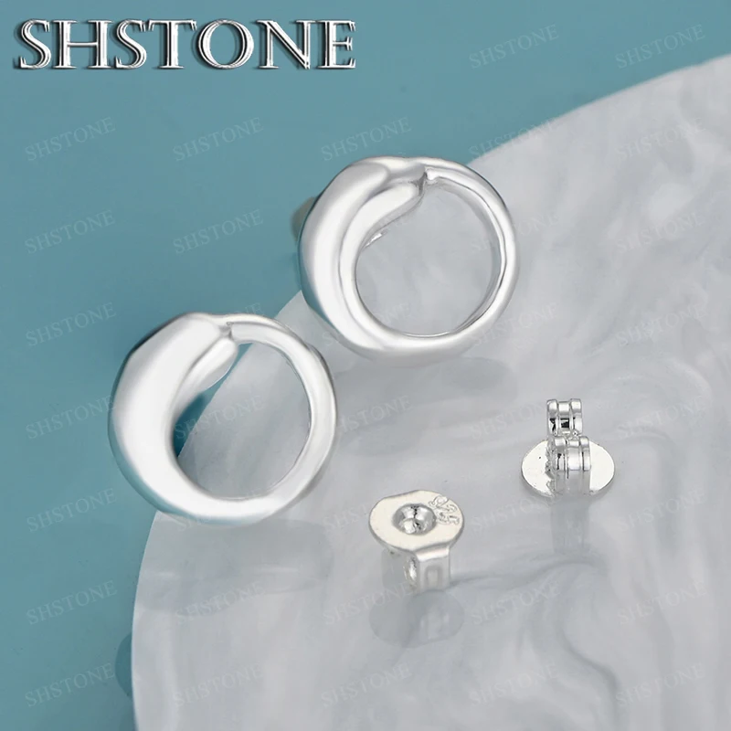 

Elegant 925 Sterling Silver Hollow Out Round Stud Earrings For Women Fashion Party Exquisite Jewelry Accessories Wedding Gifts