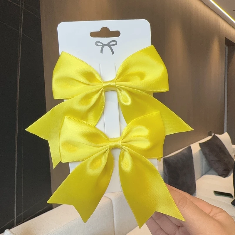 2 Stks/partij Effen Kleur Lint Grosgrain Strikken Haarclip Voor Kinderen Meisjes Haarspelden Haarspeldjes Handgemaakte Baby Hoofddeksels