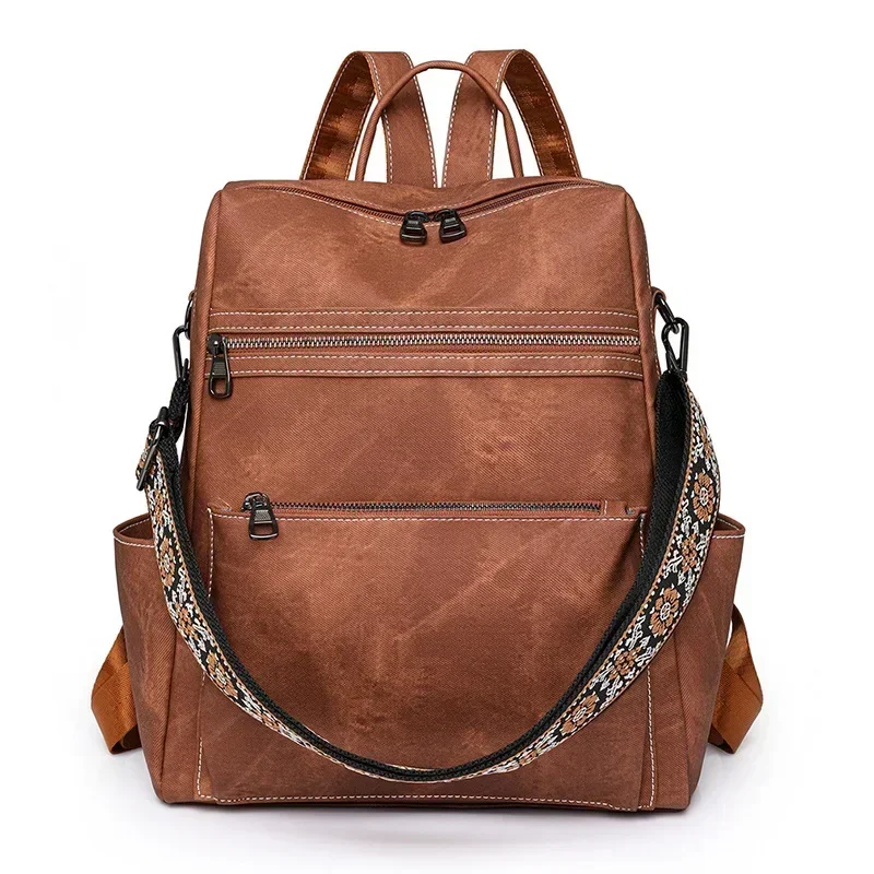 NONE Women's Leather Backpack Shoulder Bag Brown 4