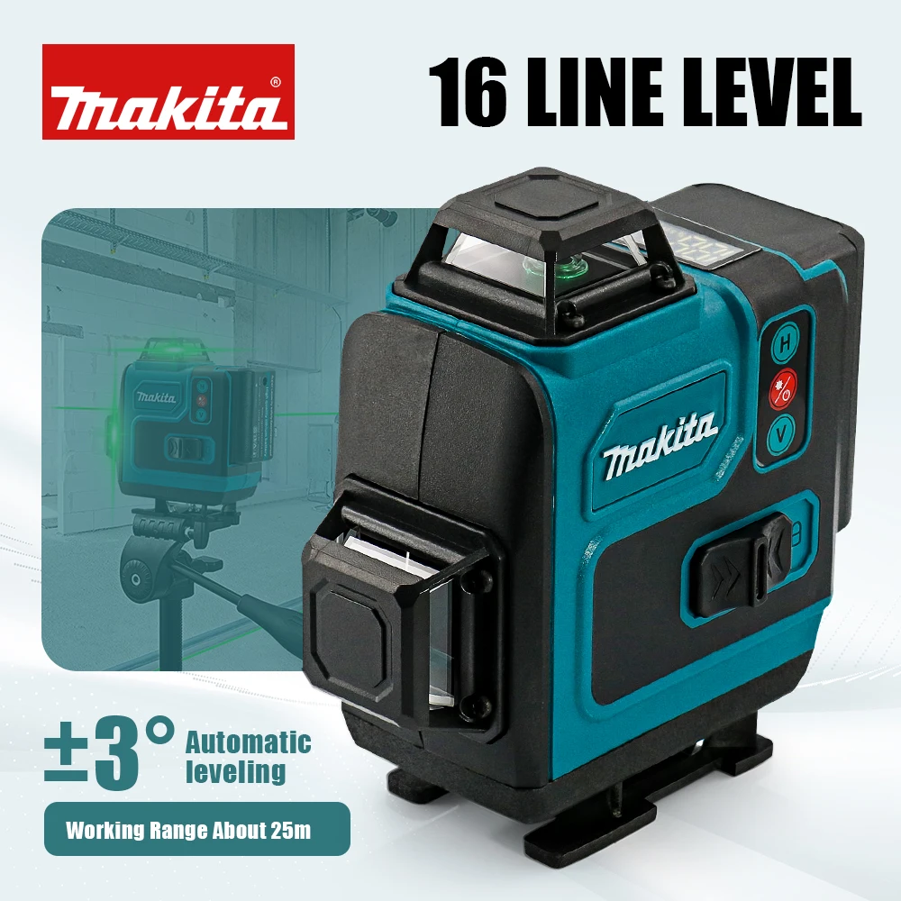 

Makita LED Digital Display 16 Lines Level Automatic Self-Leveling Horizontal And Vertical Cross Green Light 360° Electric Level