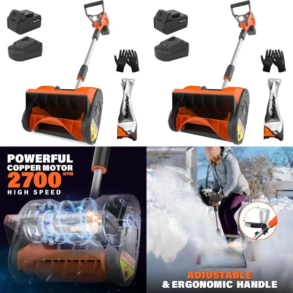 

Беспроводная снегоочистительная лопата 20 В, электрическая снегоочистительная лопата с питанием от аккумулятора 12 дюймов со светодиодной подсветкой, направляющая пластина, регулируемая ручка, 4.