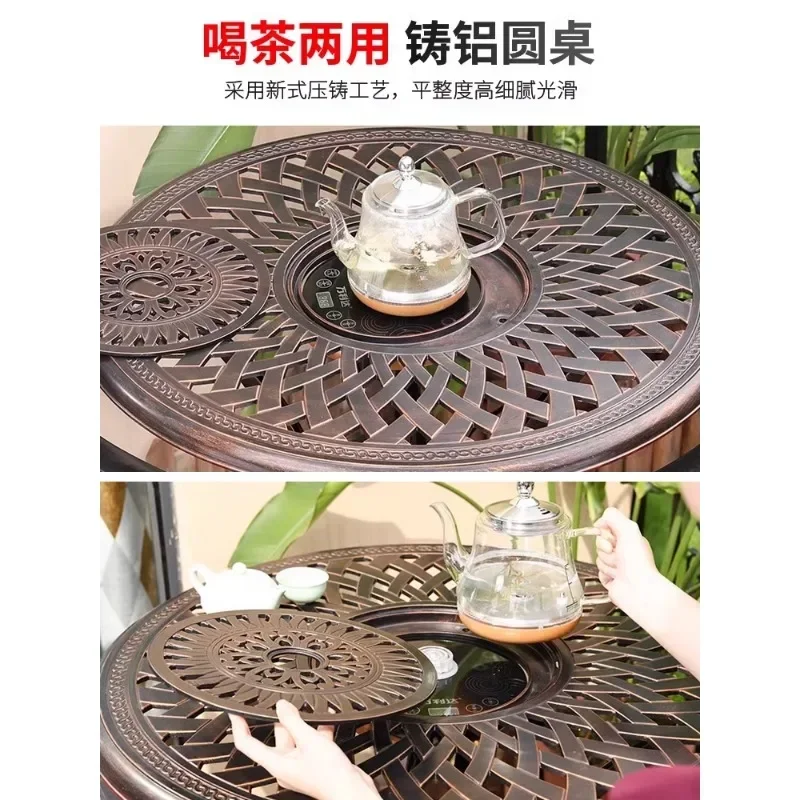 Coffee Table Aluminum Alloy Outdoor Garden Balcony Weather Resistant Easy Assembly Sturdy Durable Stable Construction