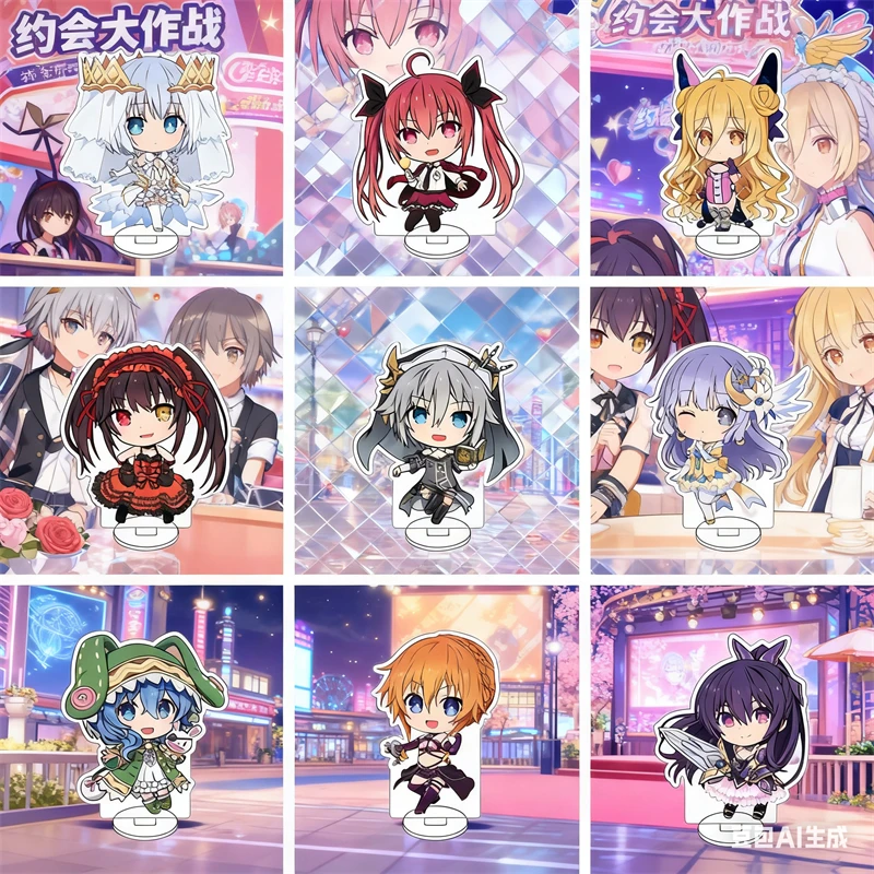 DATE A LIVE Anime peripheral Toys Tohka Yatogami Origami Tobiichi Kurumi Kotori Itsuka Mini Acrylic Figure Stand Doll Gifts
