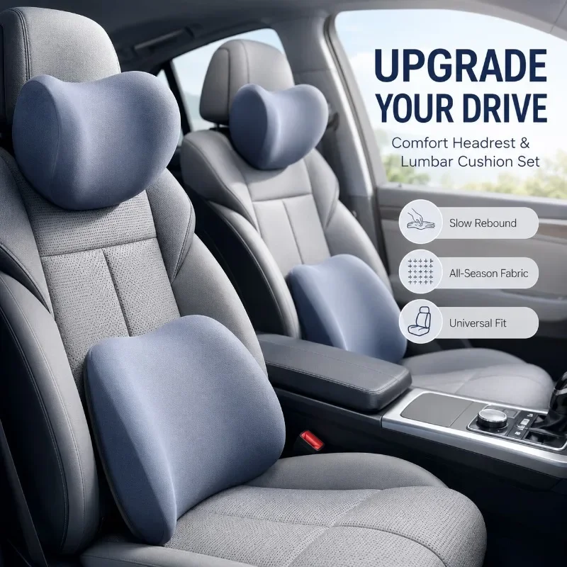 Car Neck Pillow Protector Memory Foam Auto Seat Headrest Pillow Soft Waist Cushion Car Neck Cushion Backrest Lumbar Support