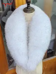Winter Female 100% Silver Fox Fur Collar Red Fox Scarf Shawl Real Plush Coat Jacket Fur Collar Scarf Women Width 16-20cm