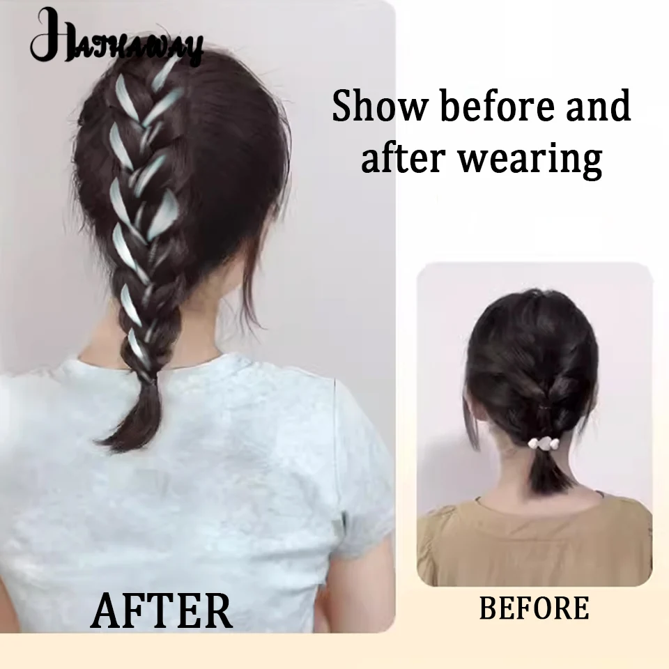 14 Inch Braid Synthetic Grab Clip High Ponytail Highlights Half Tied Long Hair Naturally Fluffy New Chinese Braiding Braided