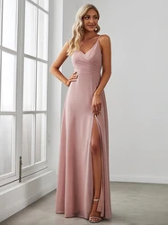 Elegant Evening dresses Long A LINE Spaghetti Strap V-Neck Floor-Length Gown 2024 Ever Pretty of Chiffon Simple Prom Women Dress