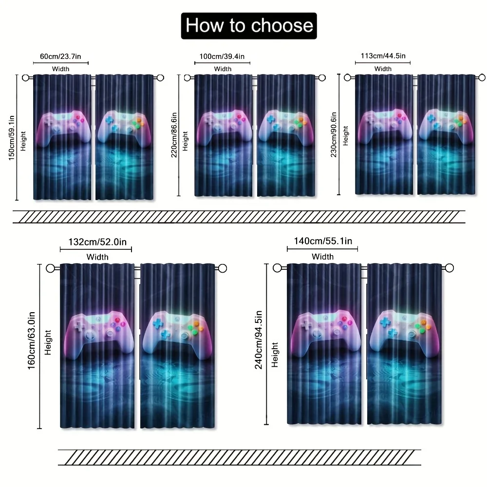 Colorful abstract game controller Print Drapes Room Darkening Window Curtains Home Decor,Rod Pocket Blackout Curtains Bedroom
