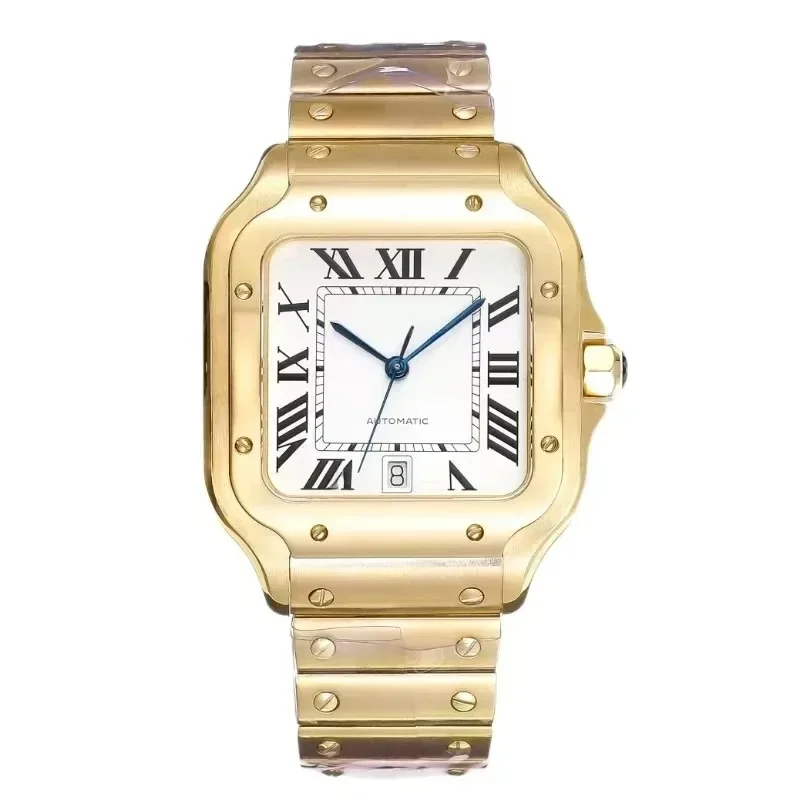 2024 جديد فاخر 42 مللي متر سلسلة سانتوس الرجال الفاخرة النبيلة موضة ساعة رائعة زوجين نموذج الفولاذ المقاوم للصدأ ساعة أوتوماتيكية