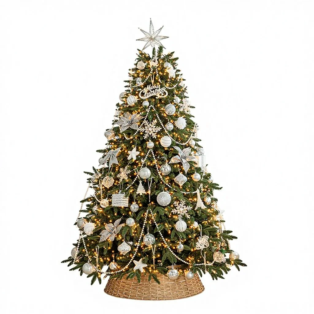 New luxury PE mixed leaf dense leaf Christmas tree set indoor home decoration atmosphere large decoration