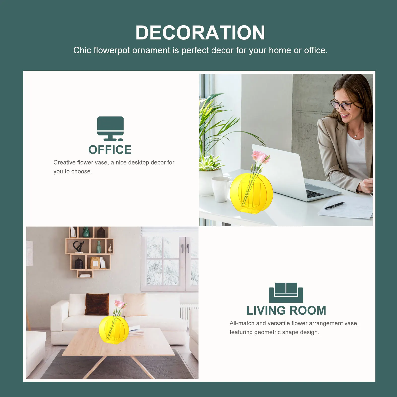 

1pc Acrylic Vase Geometric Shaped Nordic Style Vase For Home Office Decor Hydroponic Plant Pot Flower Arranging Bottle Dried