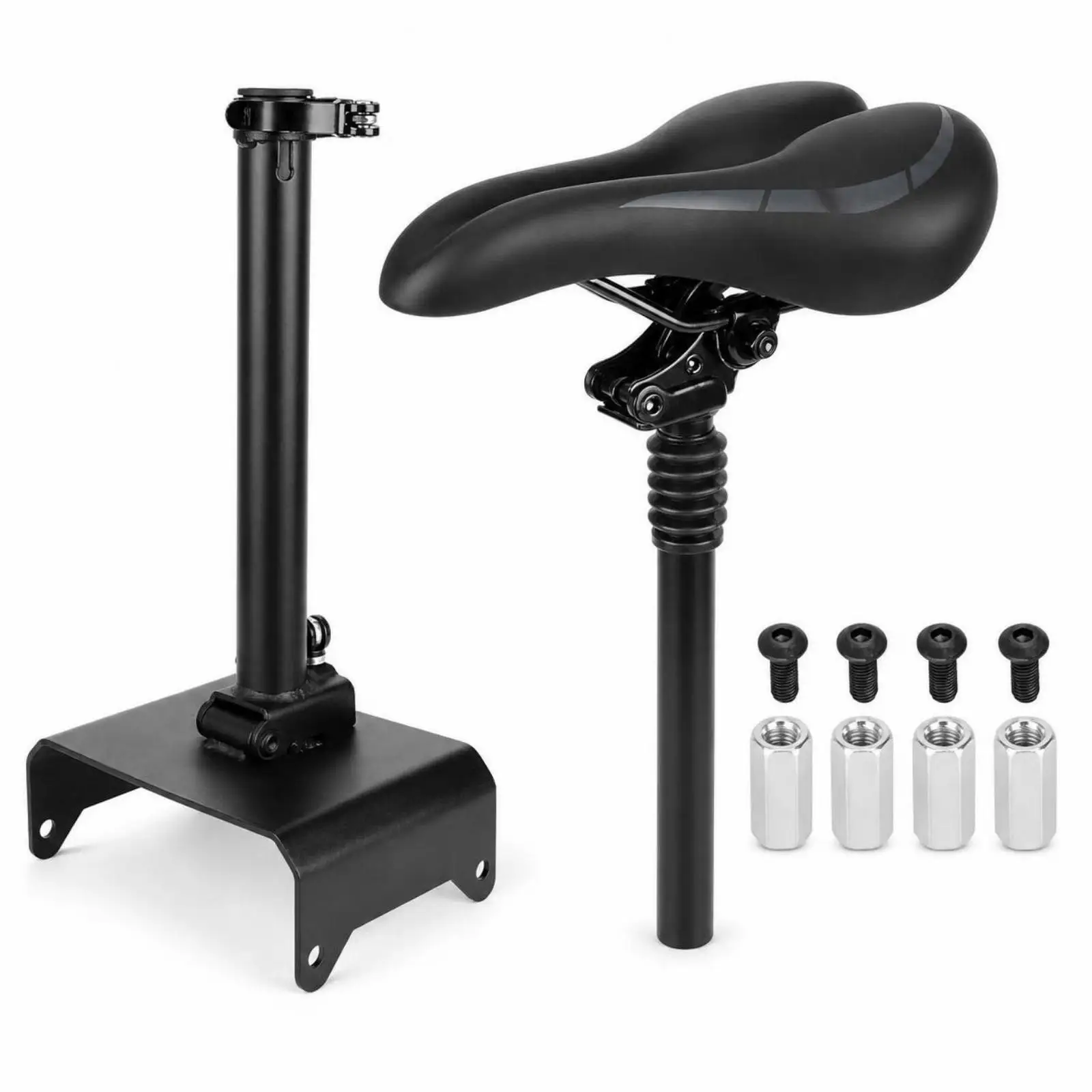 Padded Electric Scooter Seat Kit with Ergonomic Contour and Height Adjustable Stem for F2
