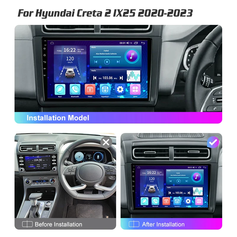 QSZN For Hyundai Creta 2 IX25 20-23 10 inch 2 Din Android 13.0 Car Radio Multimedia Video Player GPS Navigation 4G Carplay