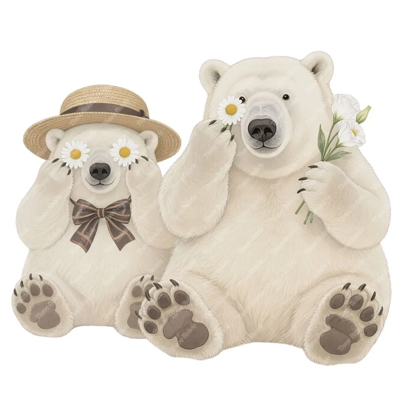 Three Ratels CEE266 Polar Bear Friends Cartoon Wall Stickers for Home Decoration Car decals PVC Waterproof and Environmental