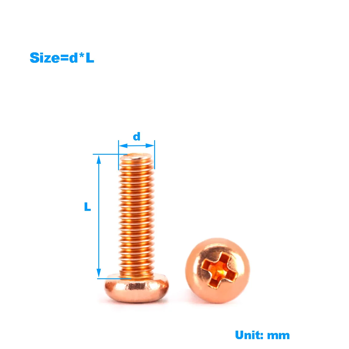 

Red Copper Round Head Phillips Screw / Copper Cross Groove Pan Head Bolt M2~M5M6