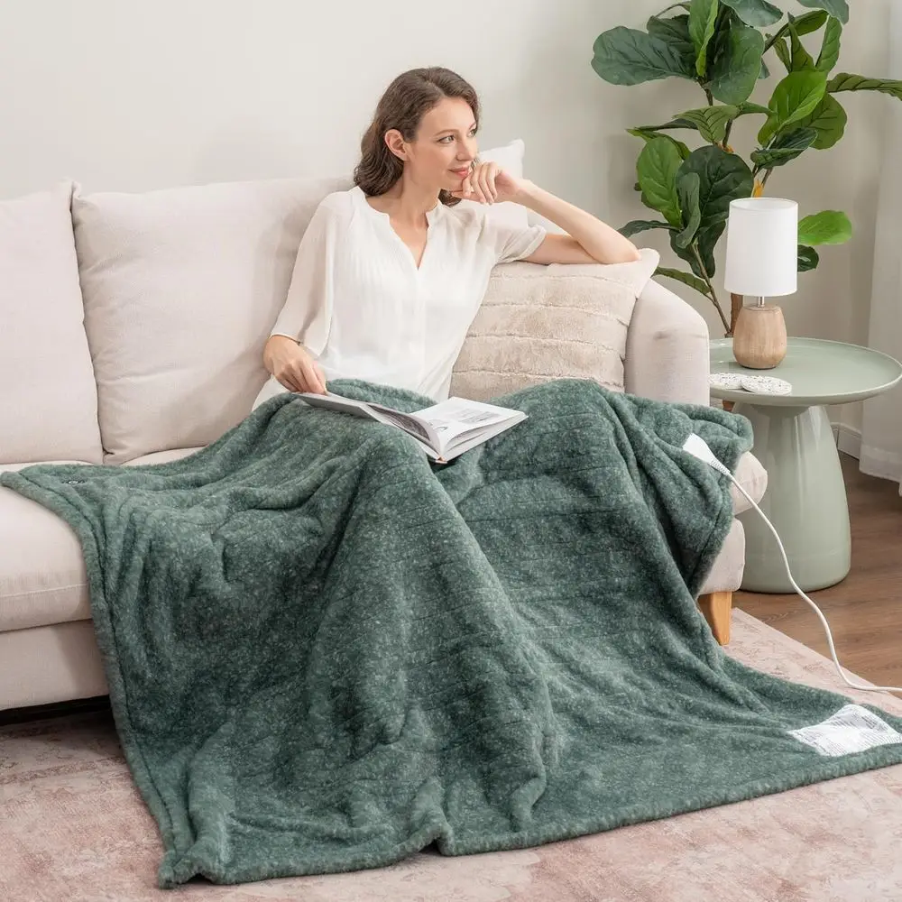 بطانية رمي كهربائية قابلة للعكس مع 4 إعدادات للحرارة، تسخين سريع للأريكة والسرير، إيقاف تلقائي (50 × 60)