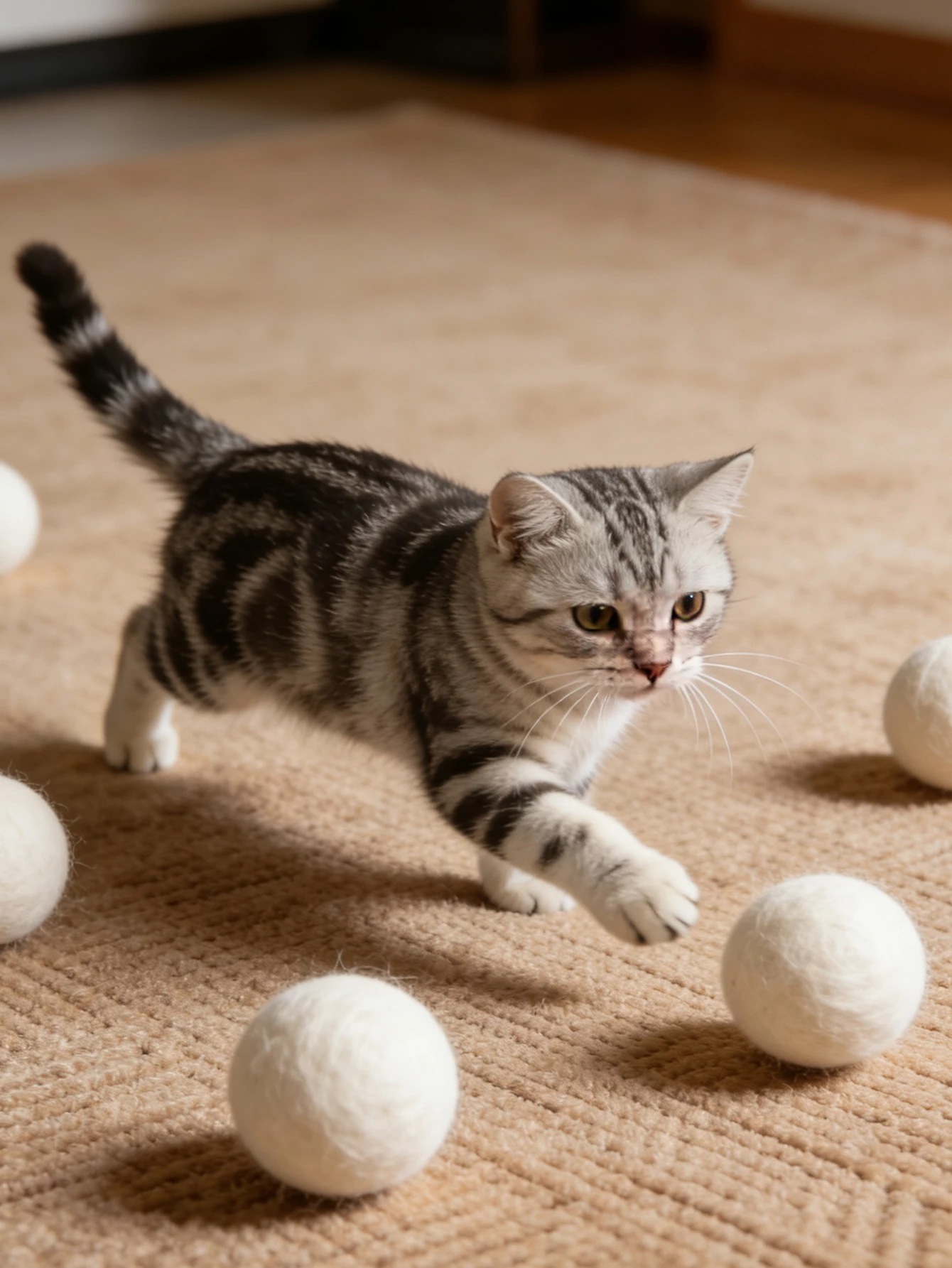 6 bolas de lana 100 % natural para gatos: juguete ligero, silencioso e interactivo para mascotas, bola de fieltro segura para gatitos, ideal para jugar y hacer ejercicio en interiores.