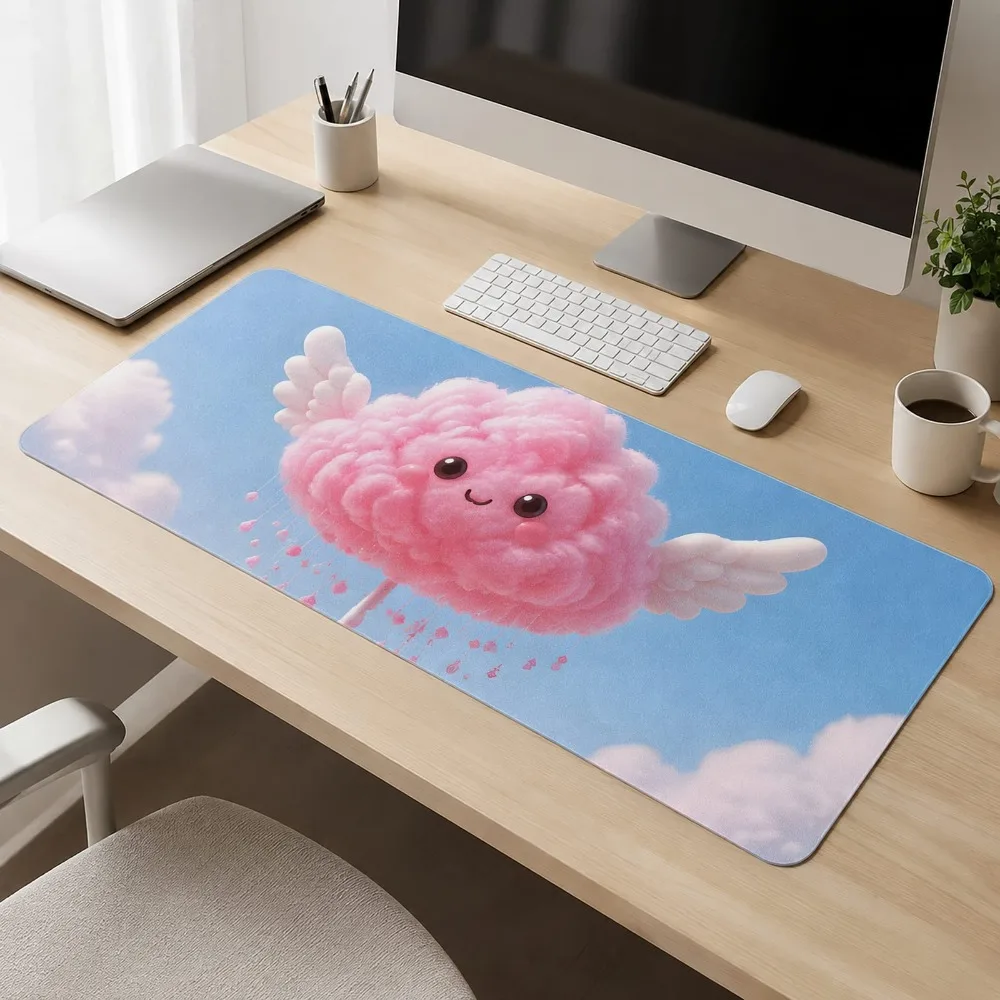Cute pink cloud angel pattern, anti-slip bottom back, desk decoration, gaming equipment accessories, computer desk accessories