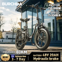BURCHDA R8V 1000W45KM/H Foldable Electric Bicycle 48V20AH Lithium Battery 20 Inch Fatbike Electric Bike For Adults Motorcycle