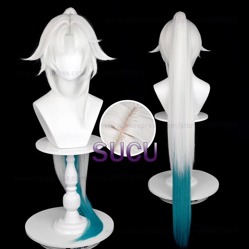 Feixiao-Peluca de Cosplay Honkai: Star Rail HSR FeiXiao, pelo de hombre largo de 105cm, pelucas de Halloween sintéticas resistentes al calor de Anime